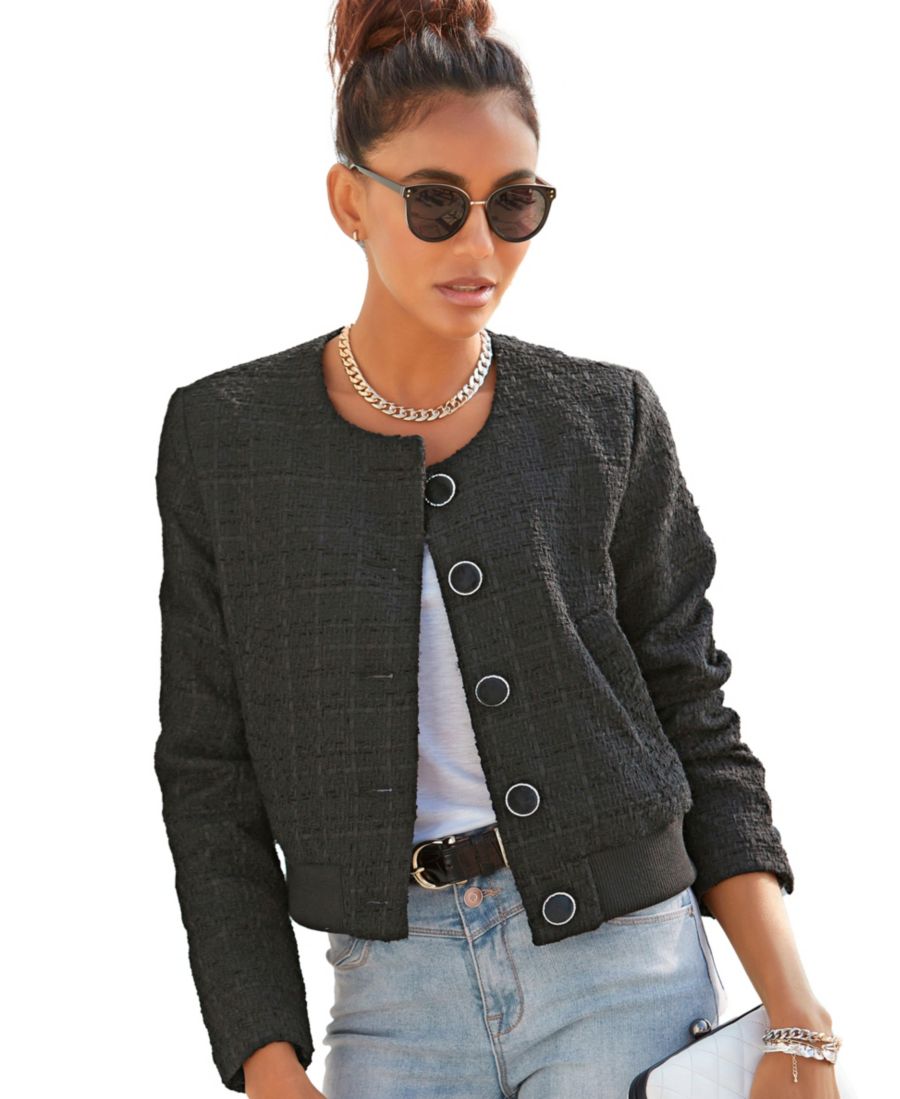 

Женский твидовый жакет с круглым вырезом LASCANA, Black