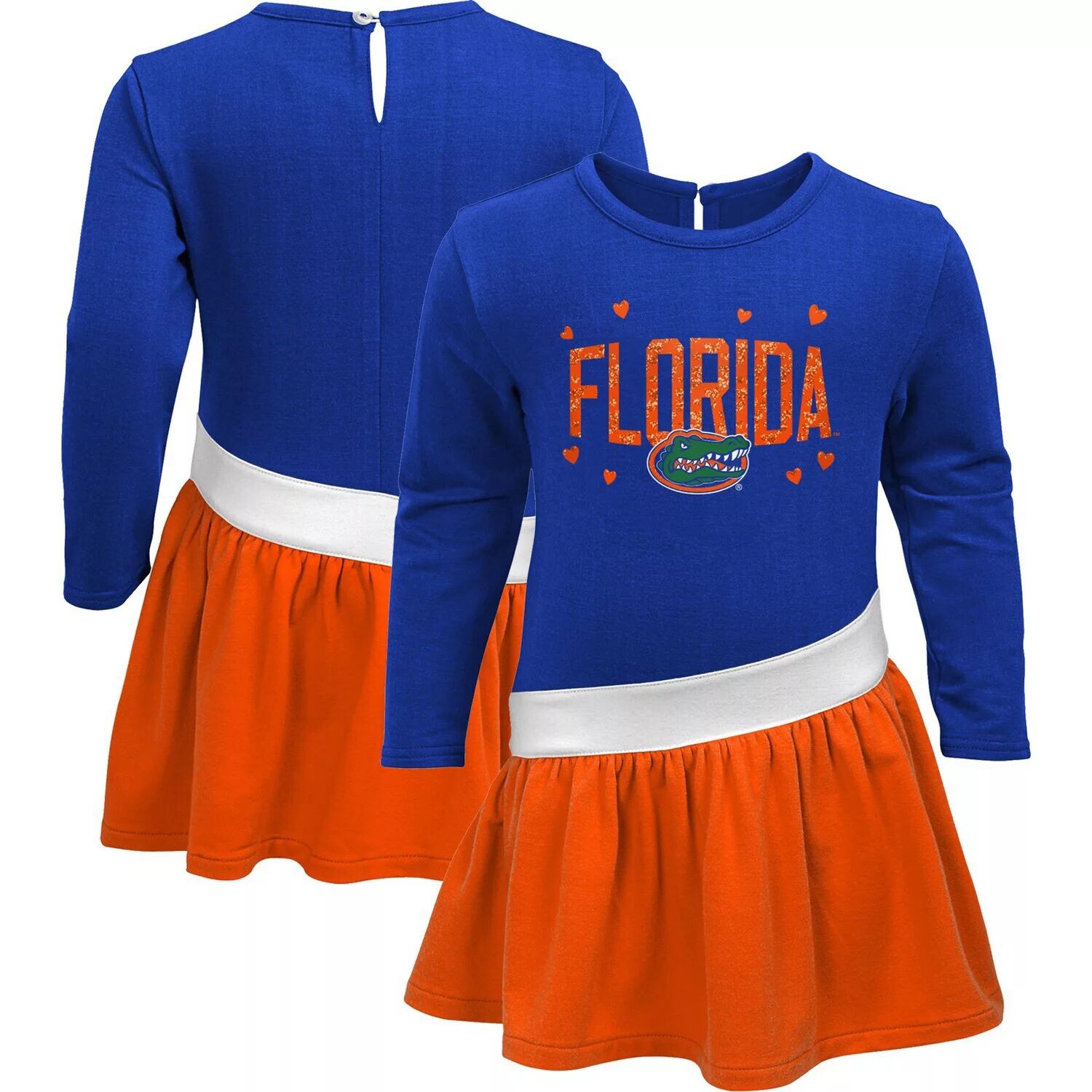

Платье для девочек-младенцев Royal/Orange Florida Gators Heart to Heart Платье из французского махрового волокна Outerstuff