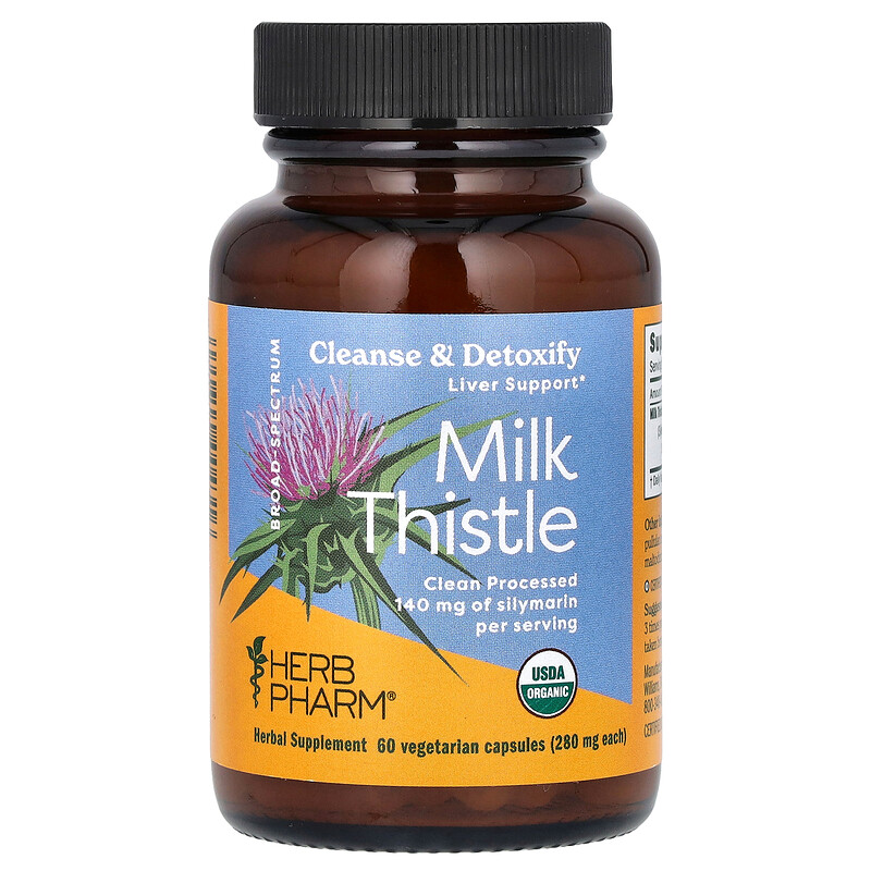 

Herb Pharm, расторопша, 280 мг, 60 вегетарианских капсул