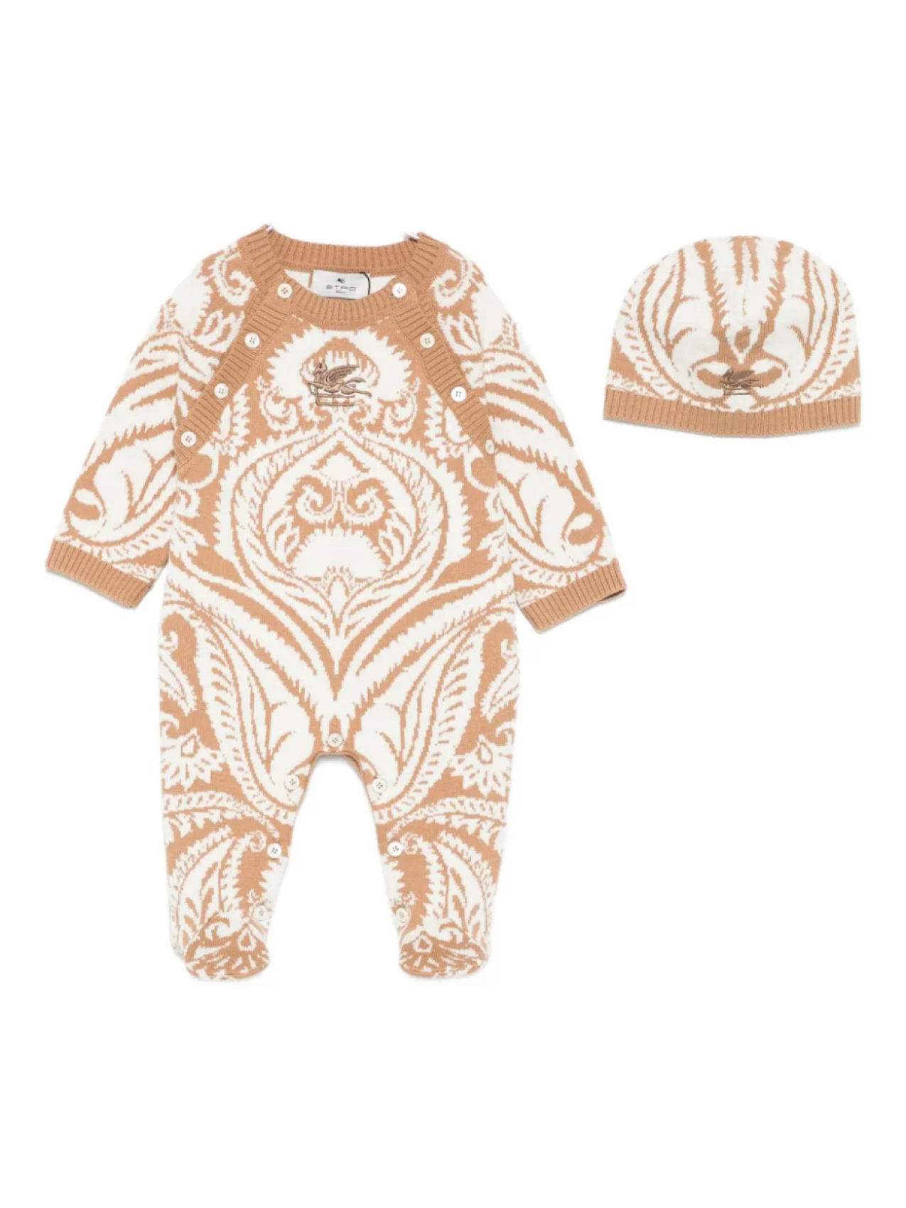 

ETRO KIDS вязаный комплект для малыша с узором дамаск (комплект из двух вещей), нейтральный