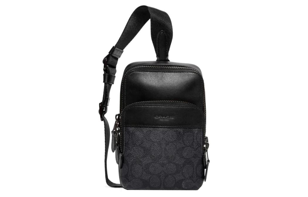 

COACH Миниатюрный мужской черный наплечный кроссбоди слинг из телячьей кожи с покрытым полотном