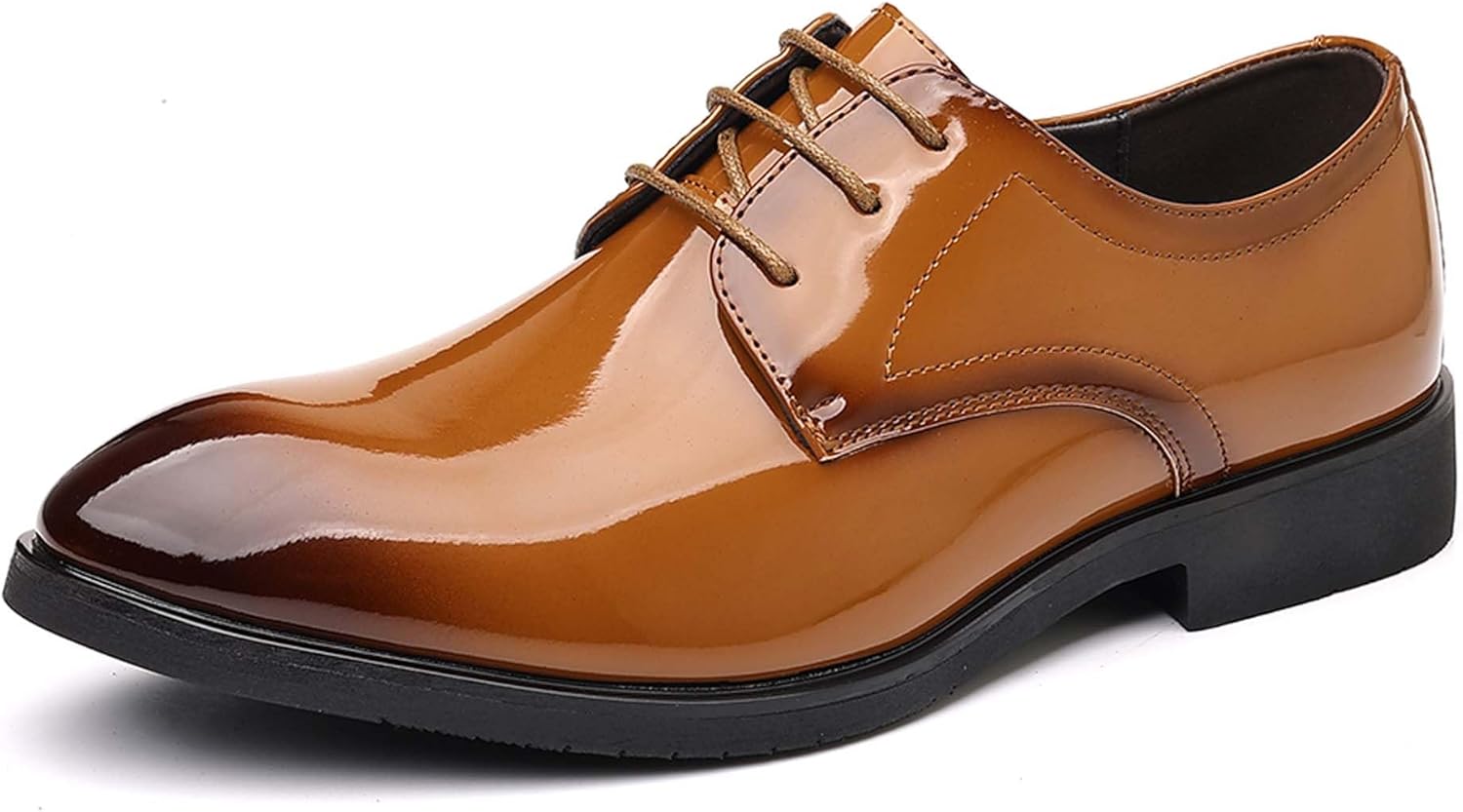 

Мужские оксфорды из модной лакированной кожи, блестящие, деловые, повседневные, формальные, подходящие для работы, офисной формы, банкетов, танцев, свадеб, костюмов и платьев Generic, желтый