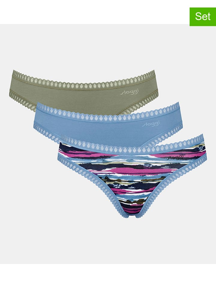 

Sloggi Комплект из 3 трусиков «Crush High» зеленого/светло-голубого цвета