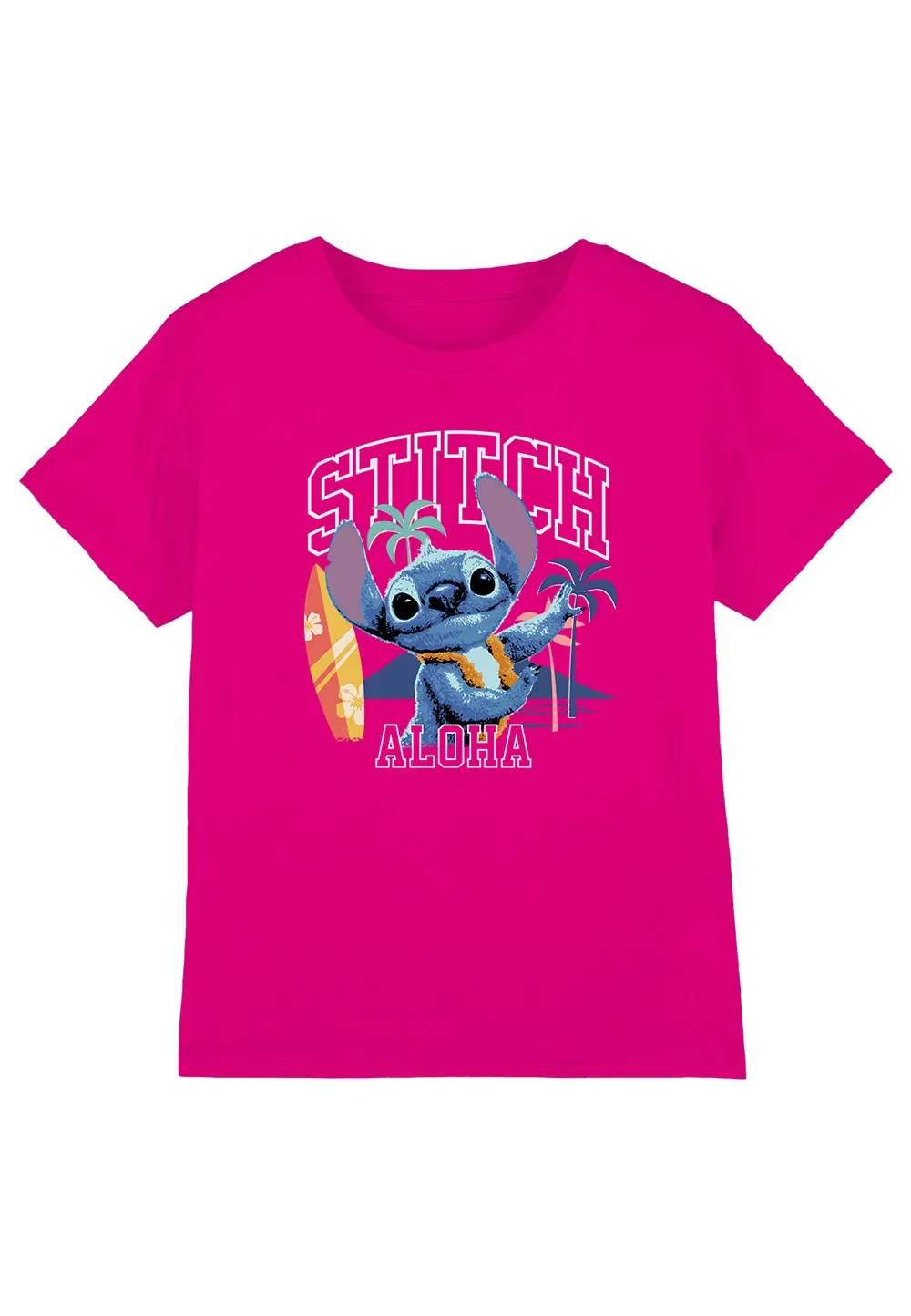 Футболка детская с принтом Lilo & Stitch Disney, ярко-розовый — фото 4