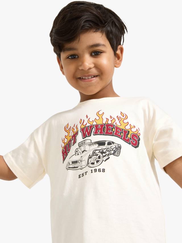 

Детская хлопковая футболка Hot Wheels с коротким рукавом Lindex, White