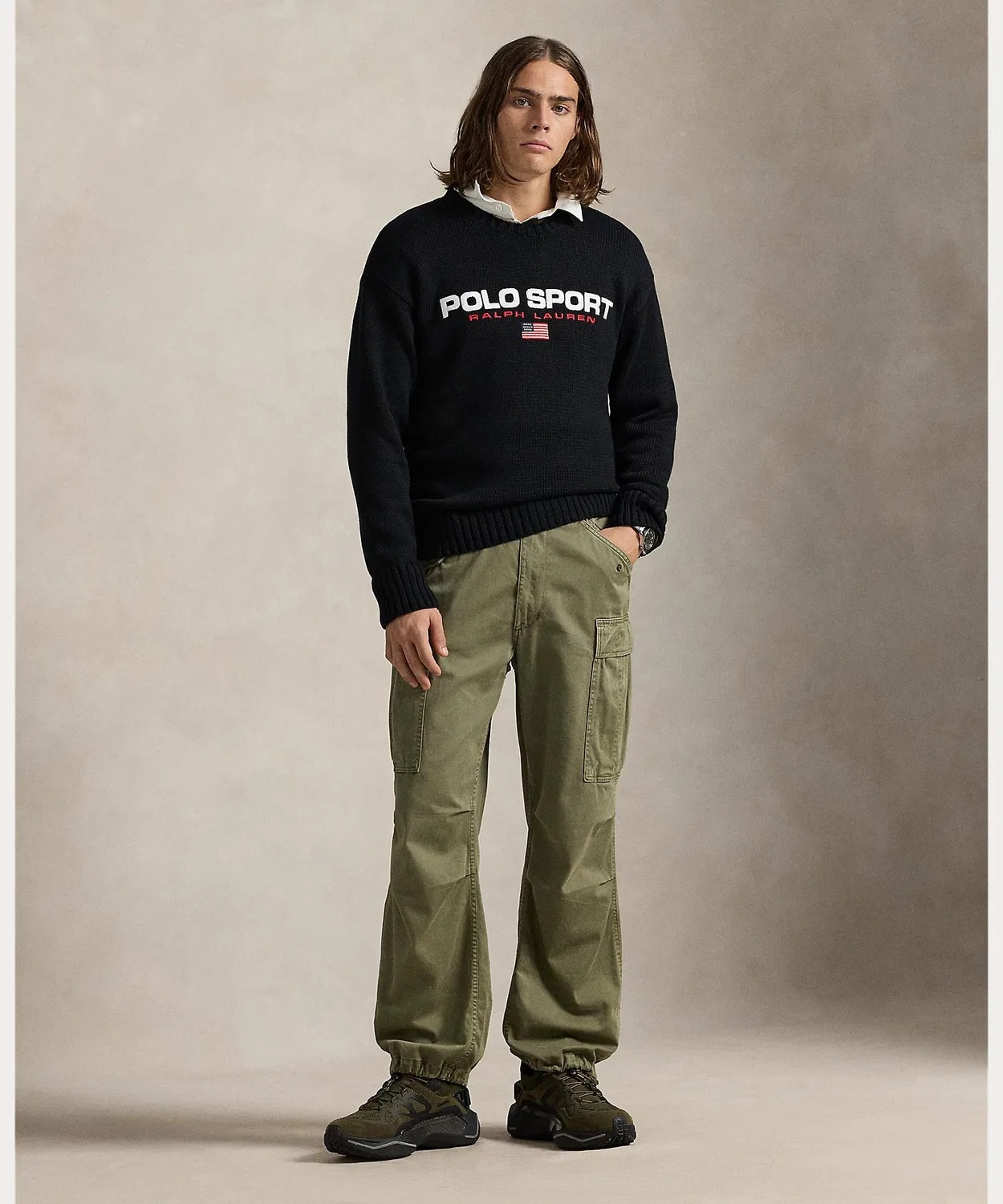 Свитер Polo Sport Ralph Lauren свободный хлопковый, чёрный