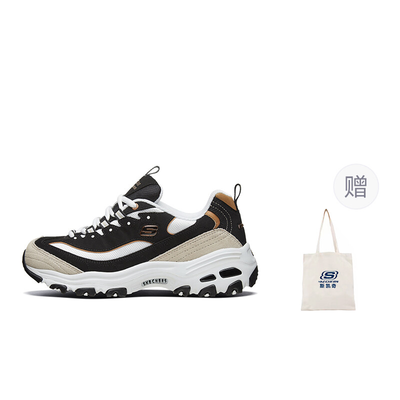 

Кроссовки Skechers D"Lites 1.0 Chunky Sneakers Women's Low-top Black/Gold, черный/золотой