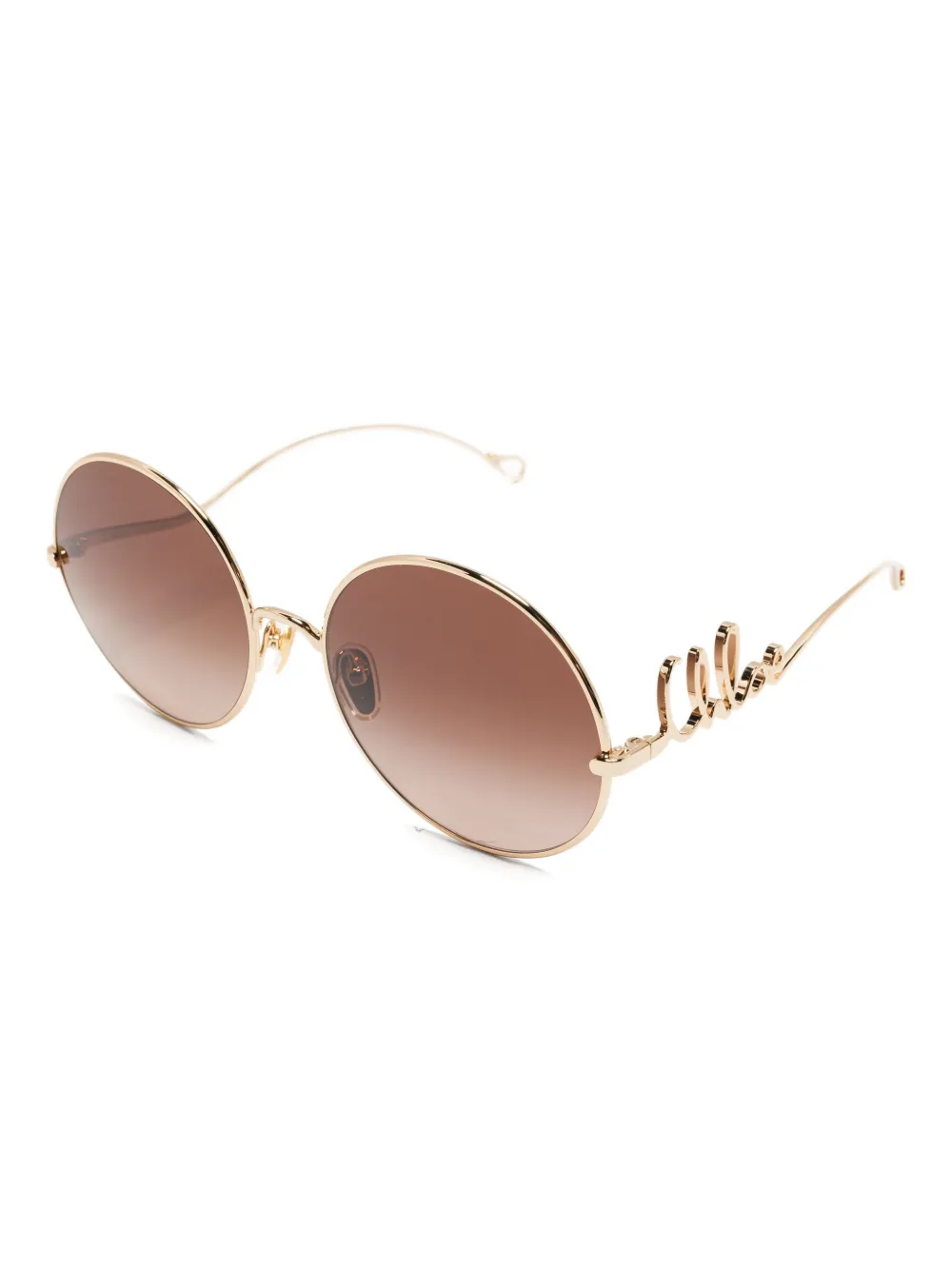 Солнцезащитные очки в круглой оправе Chloé, золотистый — фото 2