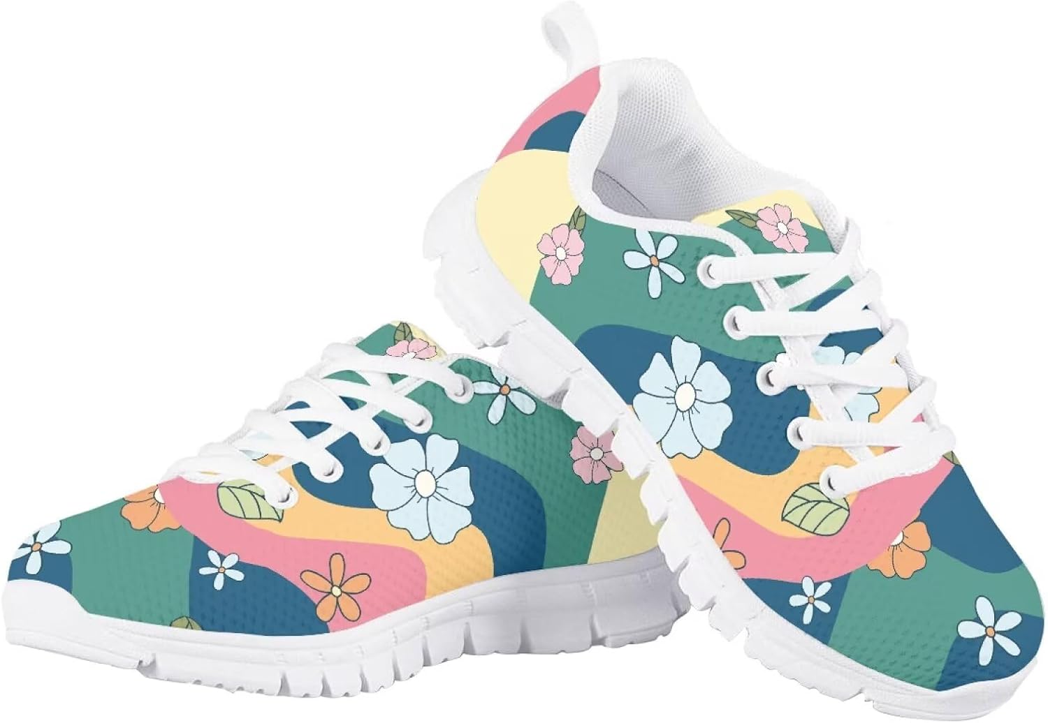 

Детские кроссовки для бега и прогулок, мультяшные, для мальчиков и девочек, теннисные кроссовки, спортивные, легкие, дышащие, из сетчатого материала, для малышей размер 11-13 / для больших детей размер 1-5 Quxjehoe, Hippie Flowers