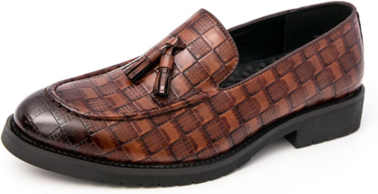 

Мужские лоферы с тиснением под крокодила и кисточками, классический стиль «пенни» для формальной и повседневной носки- легко стильные и вечные Aokisx, коричневый