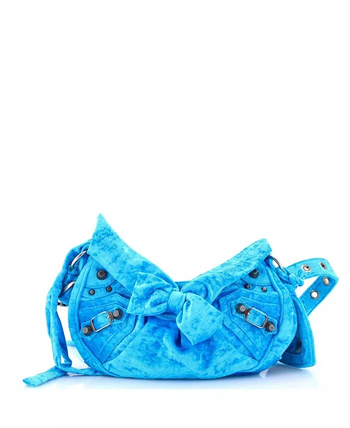 

Сумка через плечо Le Cagole Giant Studs XS из мятого бархата Pre-Owned Balenciaga, синий