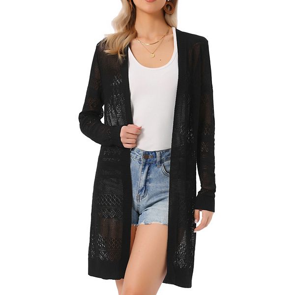 

Легкий длинный кардиган-кроп для женщин, летняя пляжная накидка с открытым передом Inspire Chic