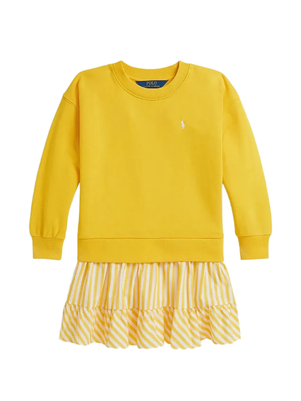 

Полосатое платье с рюшами Polo Ralph Lauren Kids, желтый