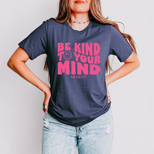 

Футболка с принтом SWSmiley be kind to your mind Simply Sage Market, Heather Navy, Зеленый, Футболка с принтом SWSmiley be kind to your mind Simply Sage Market, Heather Navy