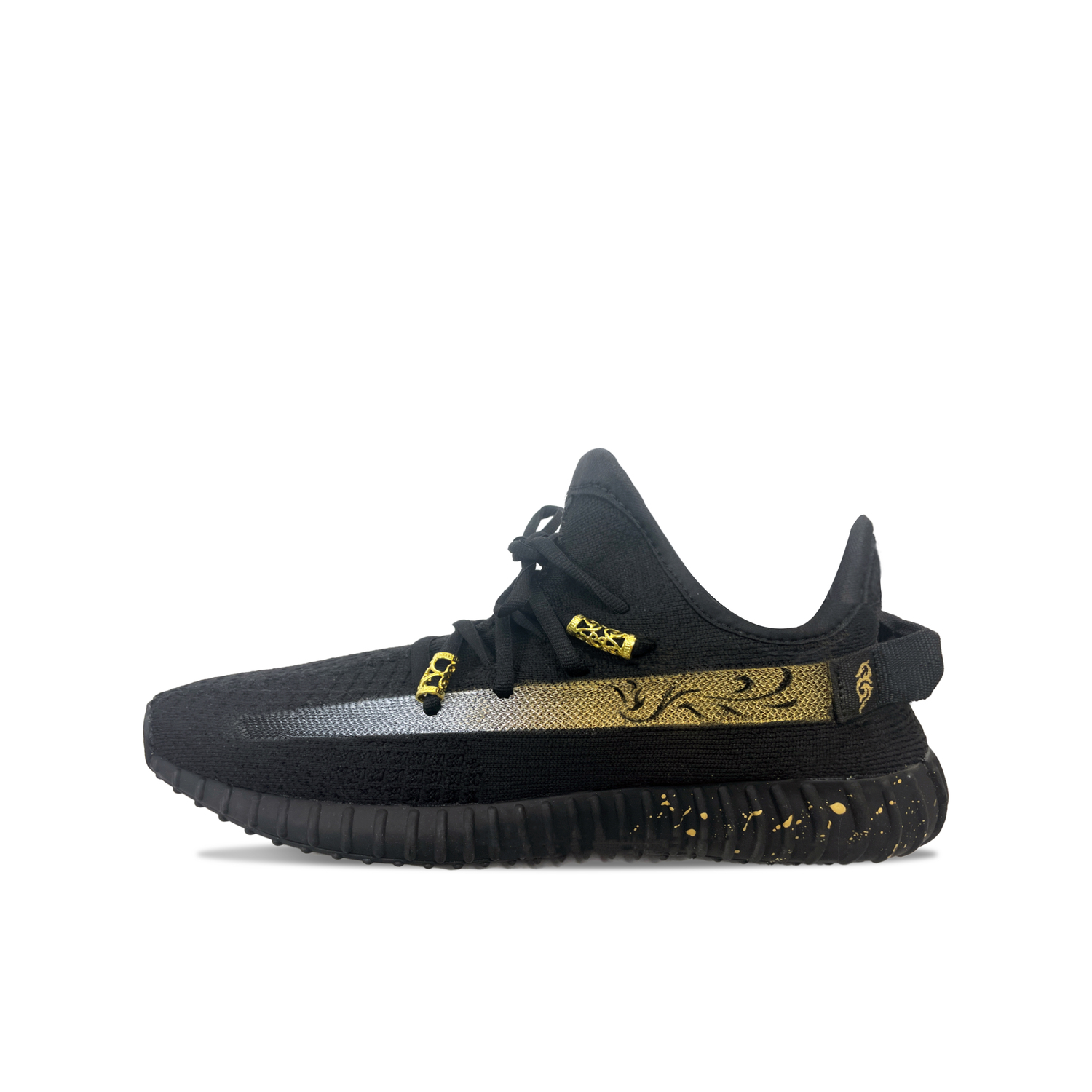 

Adidas Originals Yeezy Boost 350 V2 Low top Casual Shoes Unisex Black Gold Silver