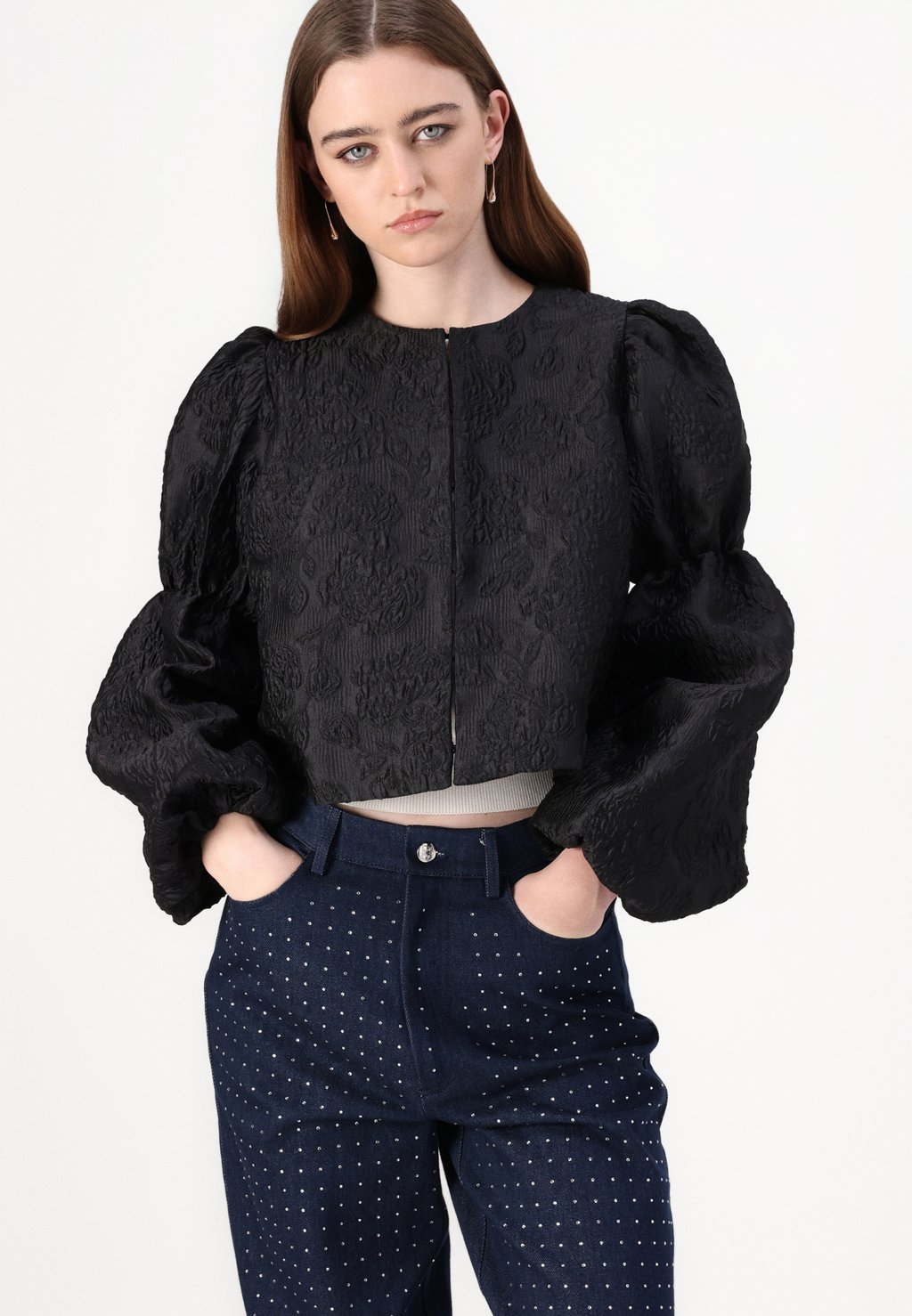 

Блуза ZOEY DOUBLE POUF SLEEVE Malina, черный