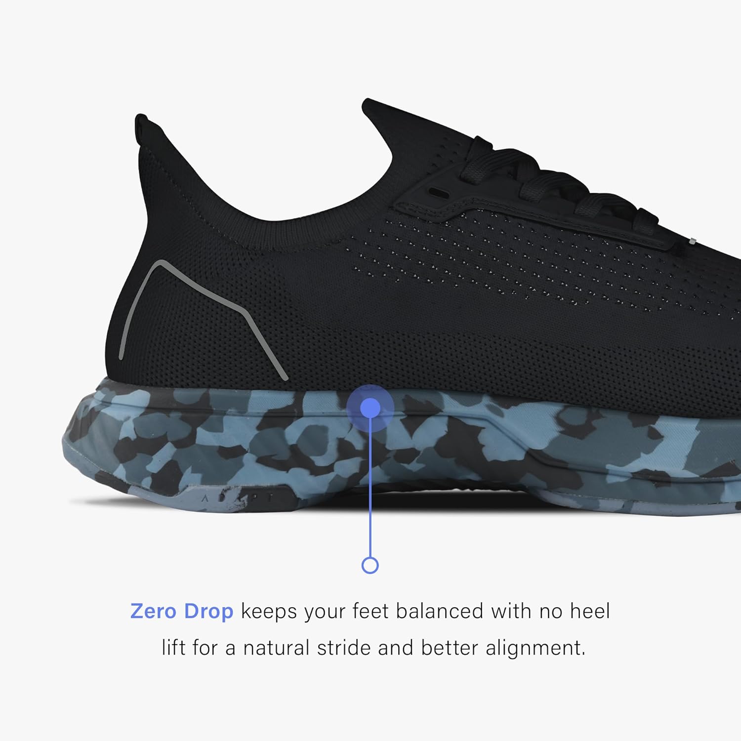 Кроссовки Adapt Runners для женщин и мужчин - минималистичные кроссовки для ходьбы босиком: широкий носок, нулевой перепад высоты подошвы, легкие и гибкие, идеально подходят для ходьбы, бега и повседневного комфорта Flux Footwear, черный — фото 4