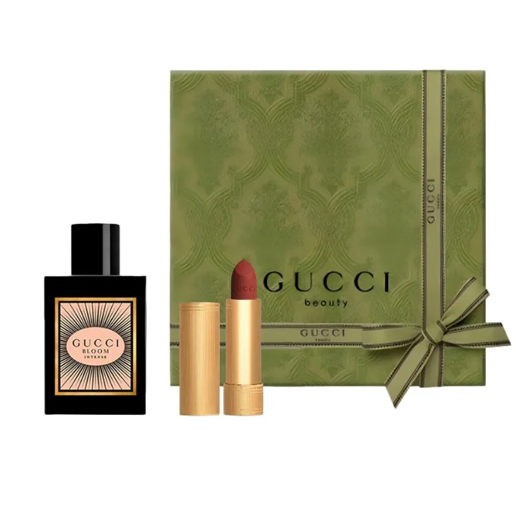 GUCCI Набор Flower Joy Perfume Golden Tube: помада и блеск для губ, 3.5 г + 50 мл, подарок на день рождения, Velvet Mist 3.5g+Floral Enchantment Perfume 50ml