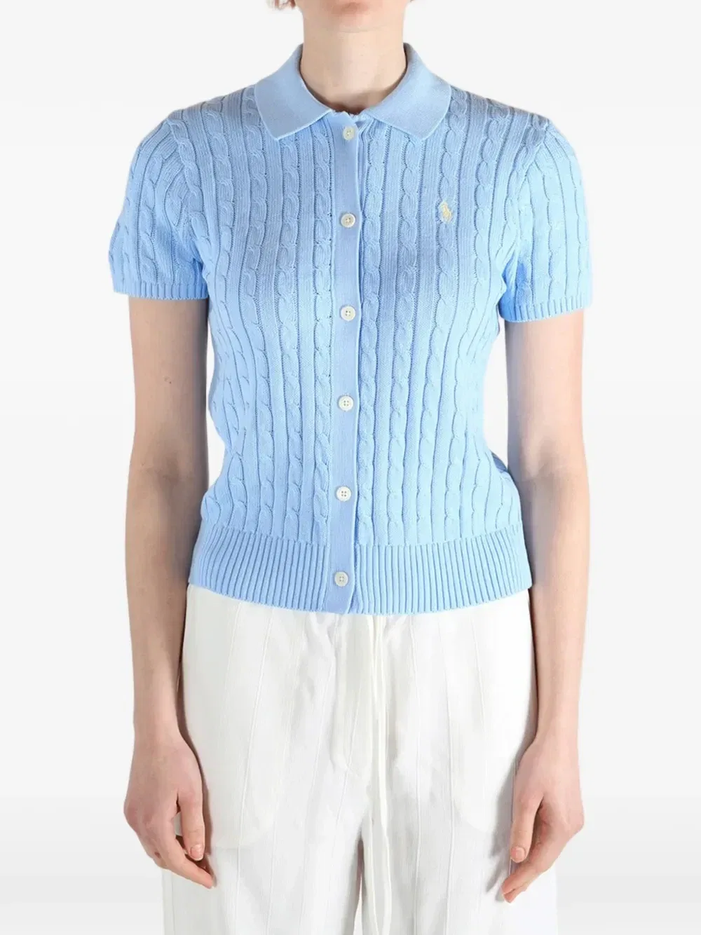 Кардиган с короткими рукавами и косичкой POLO RALPH LAUREN, синий — фото 2