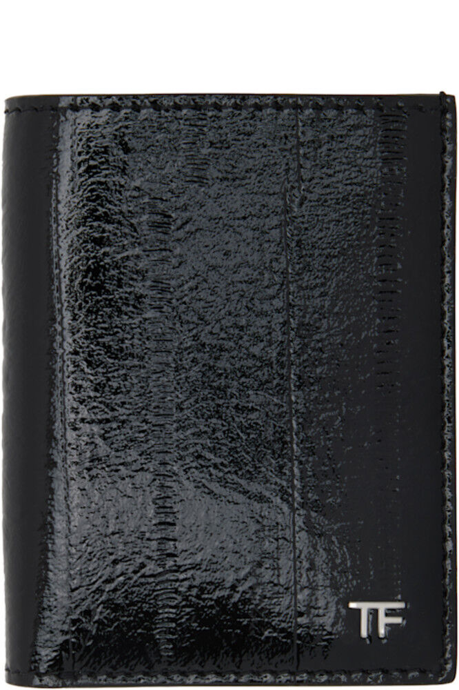 

Черный лакированный складной кошелек Eel T Line TOM FORD