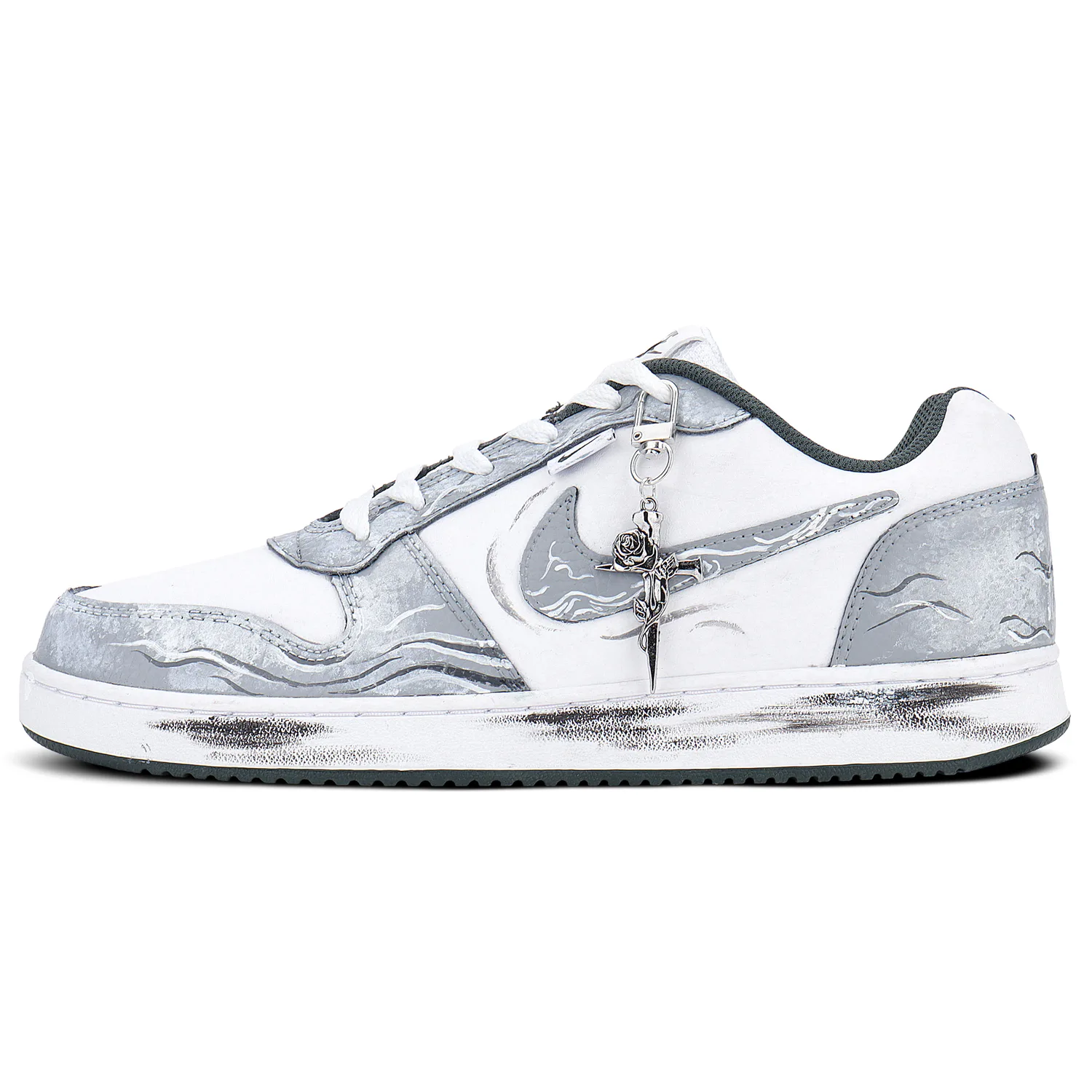 Nike EBERNON Slip Resistant Cushioning Abrasion Resistant низкие кроссовки для скейтбординга мужские бело-серые — фото 3