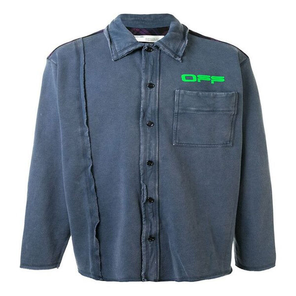 

Рубашка logo print button up shirt Off-White, синий