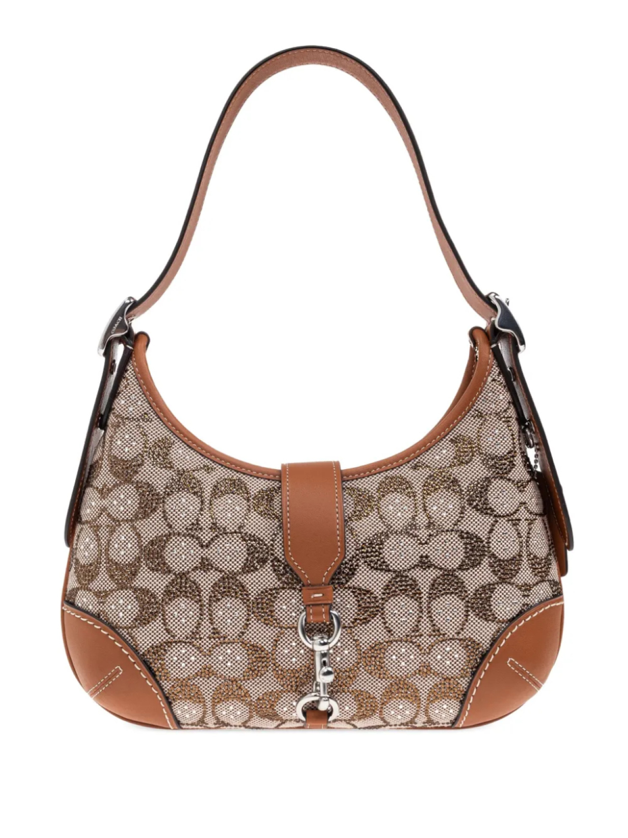 

Сумка через плечо Coach Hamptons Hobo, украшенная кристаллами, нейтральный