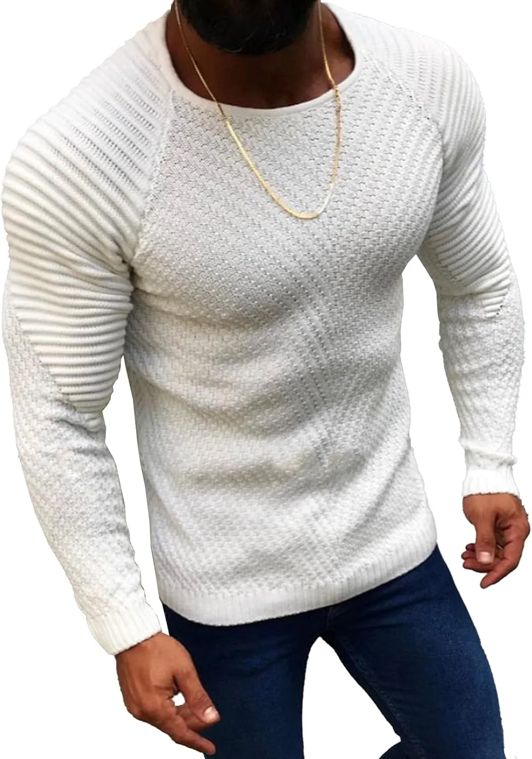 

Мужской вязаный свитер с резинкой SWJGLITTR