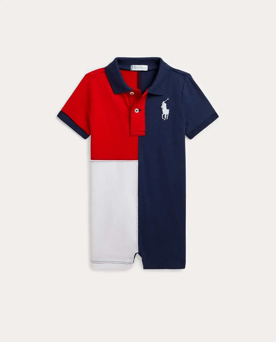

Короткий хлопковый комбинезон для мальчика Polo Ralph Lauren, мультиколор