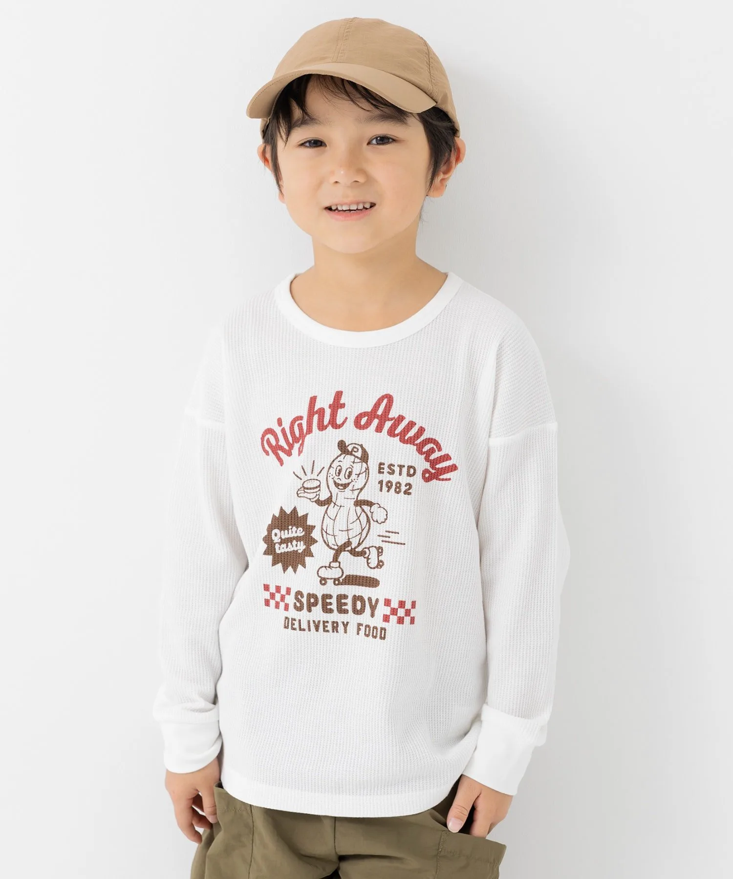 Футболка с длинными рукавами и вафельным принтом Chil2, G Peanut/White