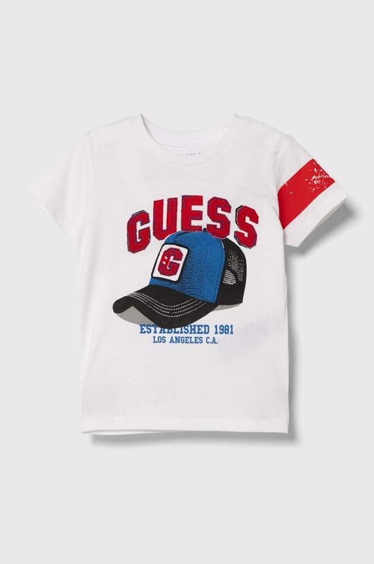 

Детская хлопковая футболка Guess, белый