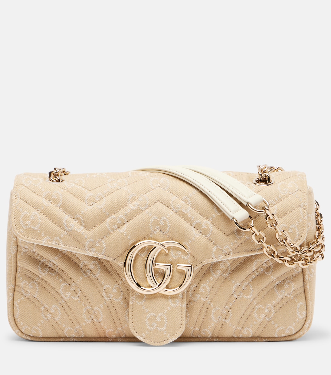 

GG Marmont маленькая джинсовая сумка через плечо Gucci, Spirit Taupe/Dusty W
