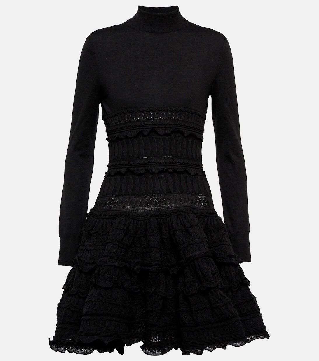

Мини-платье из шерсти с кринолином ALAÏA, черный
