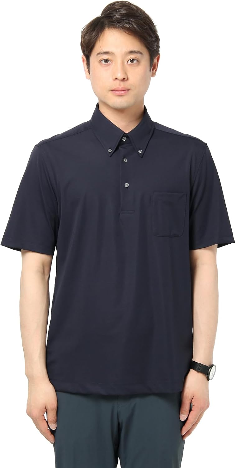 

Мужская поло-рубашка с коротким рукавом Suit Square, моющаяся, деловая, стандартная, офисная повседневная, простая, темно-синий