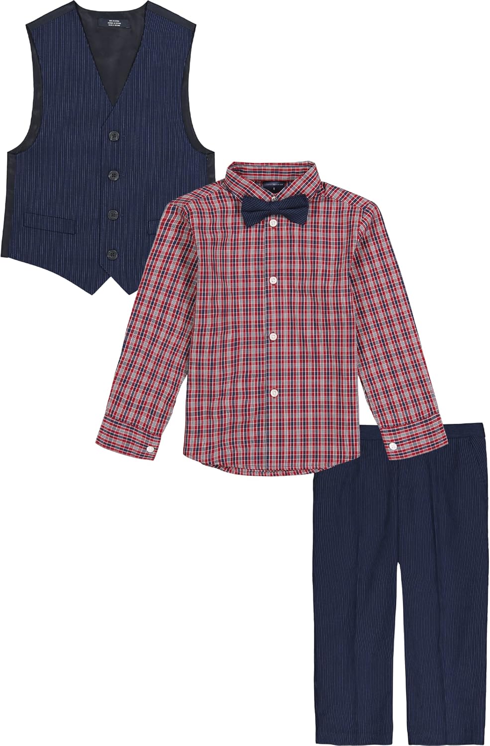 Комплект из 4-х предметов для делового костюма Tommy Hilfiger Boys: рубашка, брюки, жилет и галстук, Night Blue — фото 2
