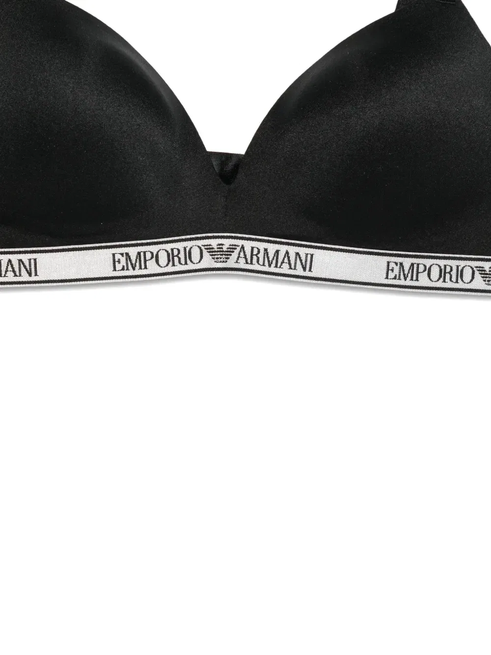 Бюстгальтер-халтер с логотипированной лентой Emporio Armani, черный — фото 3