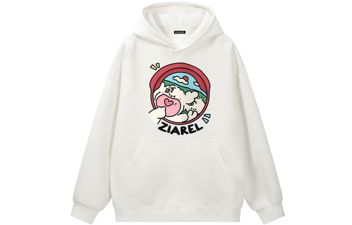 

Толстовка Unisex Hooded Moderate Heavyweight ZIAREL, белый right puppy