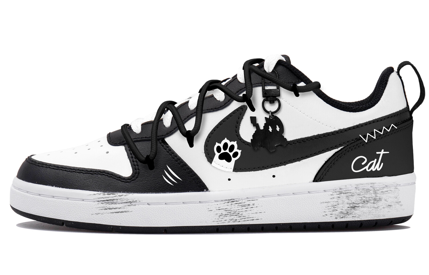 

Кроссовки Nike Court Borough Skateboard Shoes Women's Low-Top Black White, черный/белый