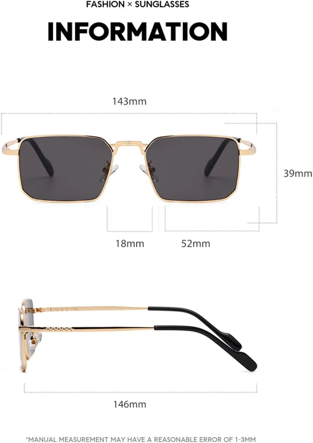 

Металлические квадратные солнцезащитные очки для мужчин и женщин, модные, для использования на открытом воздухе (цвет: C, размер: средний) MTZJH, One Color