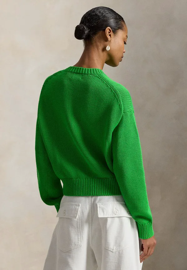 Хлопковый свитер с круглым вырезом и изображением большого пони Polo Ralph Lauren, Palm Green — фото 3