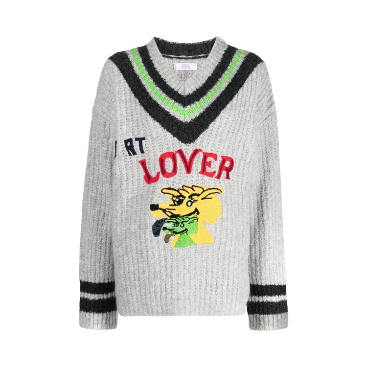 

Джемпер ERL Hurt Lover Varsity V Neck Jumper, серый