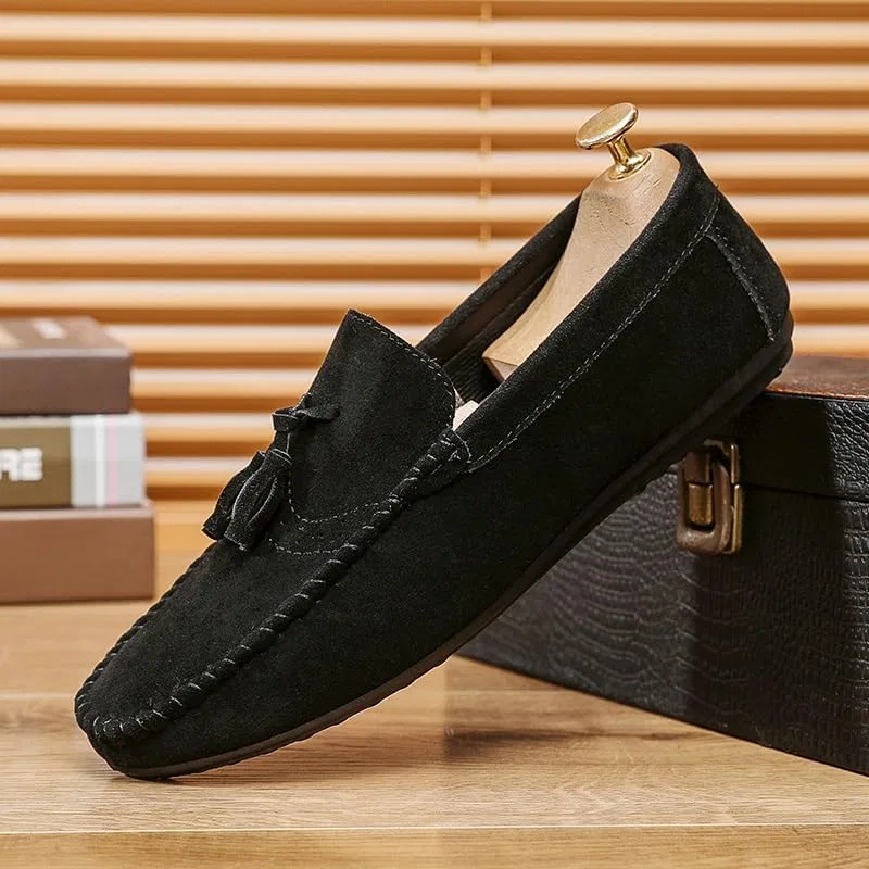 Лоферы мужские кожаные с кисточкой, Round Toe, Black SayfuR — фото 3
