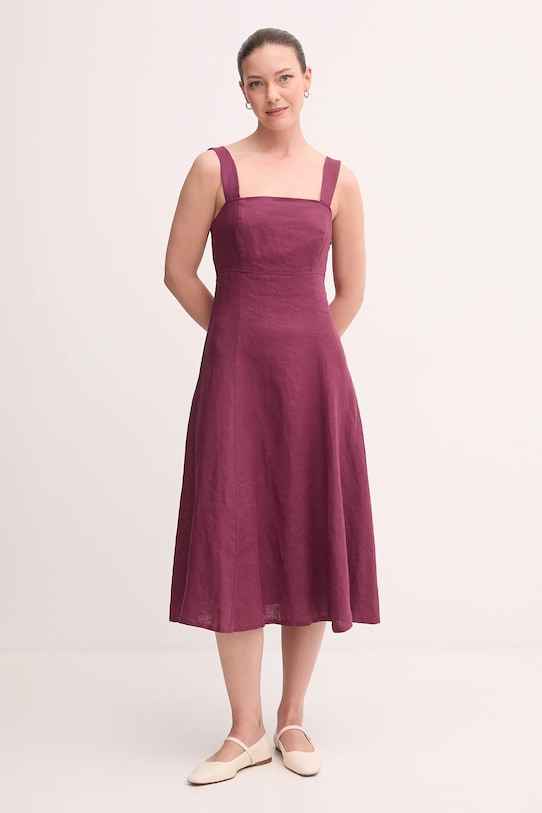 

Льняное платье United Colors Of Benetton, бордовый