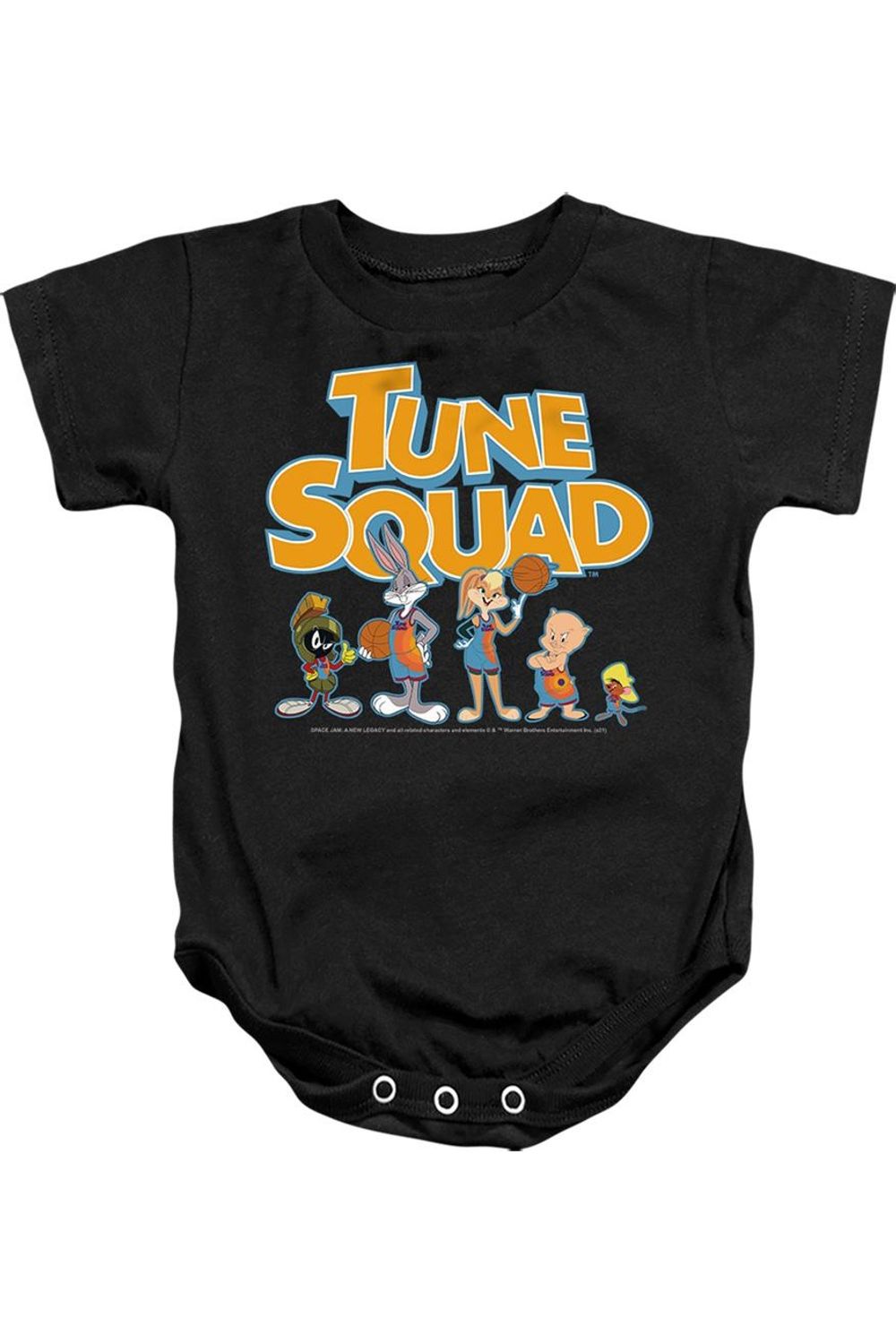 

Детский комбинезон на кнопках с буквами из мультфильма «Космический джем 2: Команда мультяшек» Gildan, черный