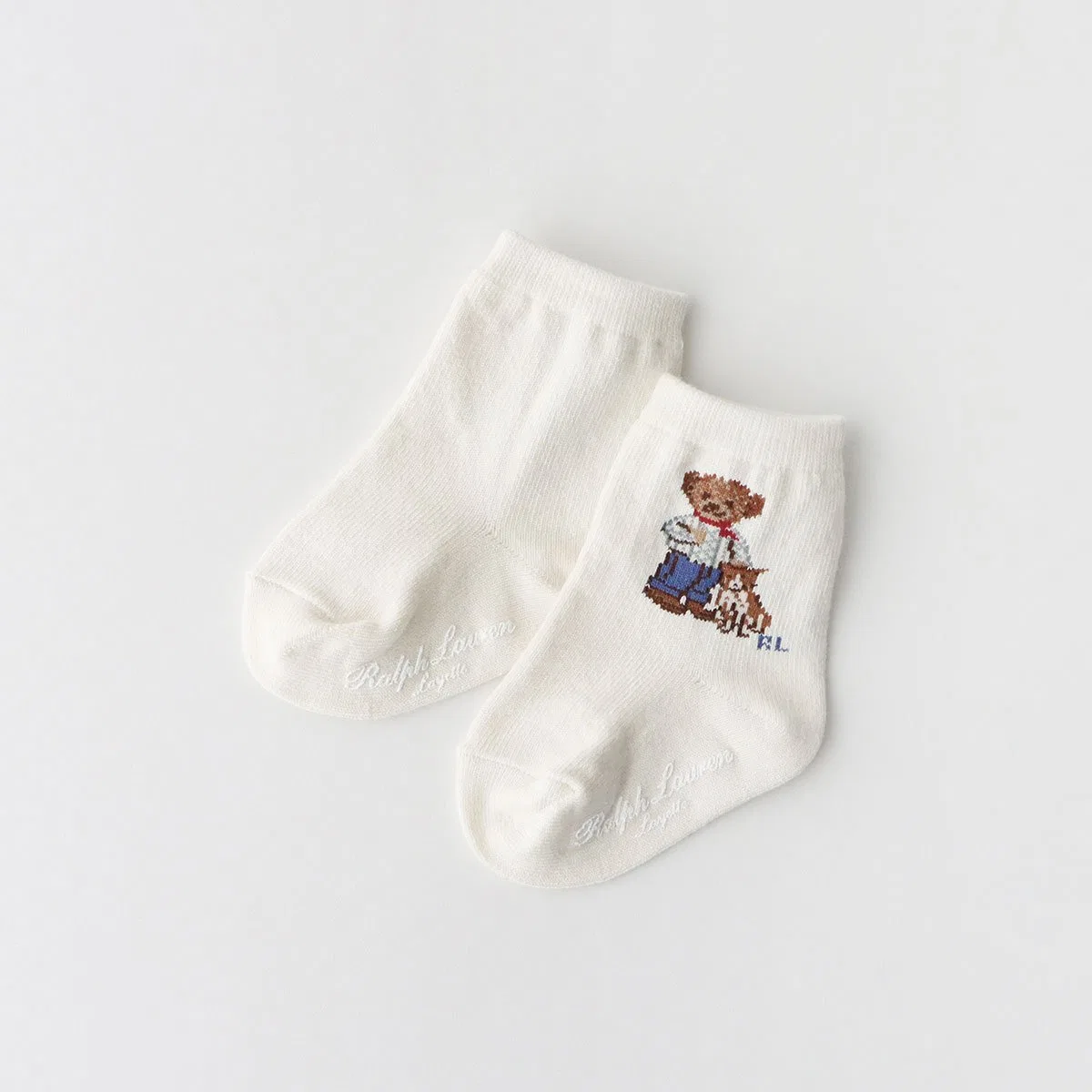 Детские носки Alan Isle Bear с нескользящей подошвой Polo Ralph Lauren, 91. Off-white