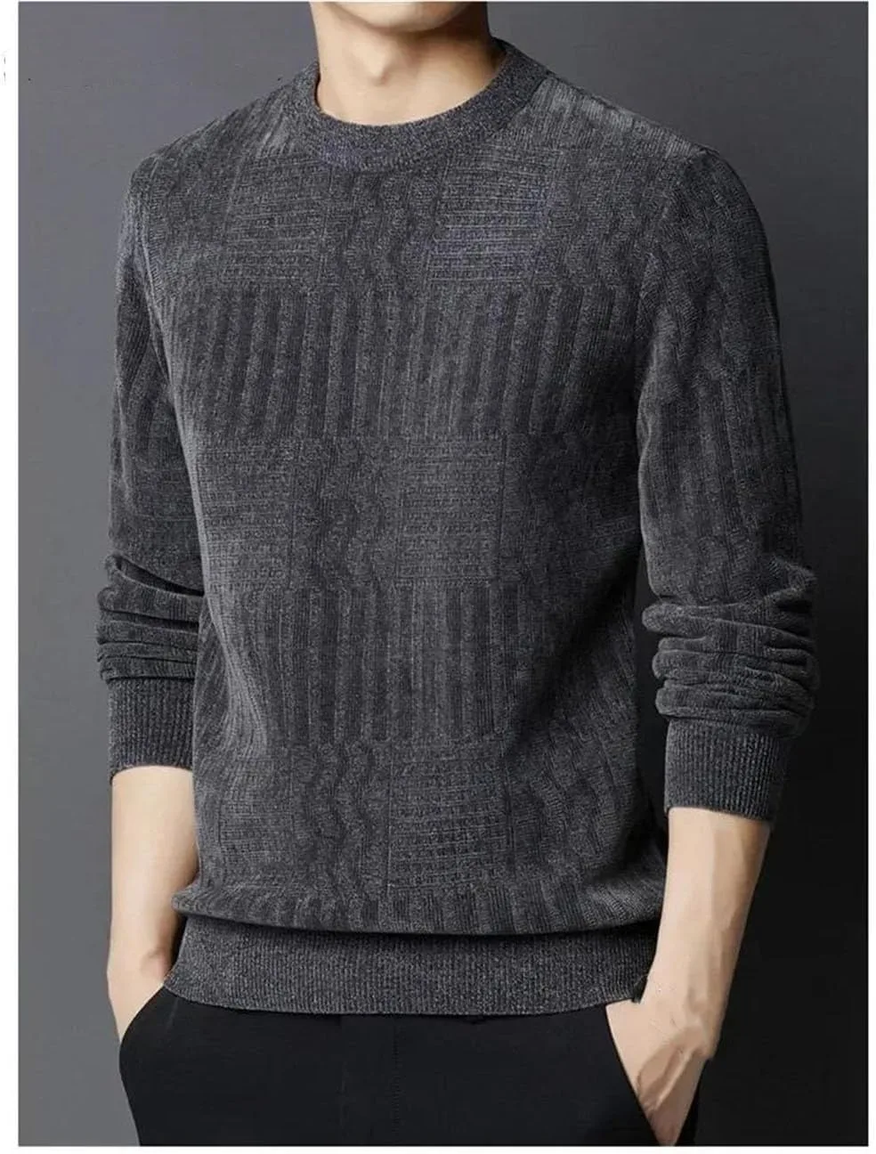 Мужской свитер Slim Casual с круглым вырезом — фото 4