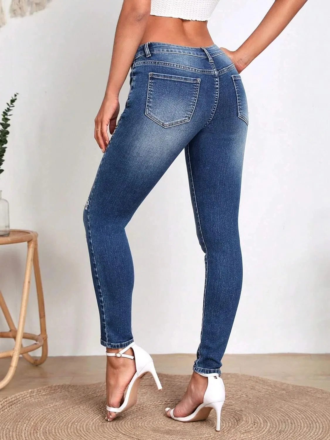 Джинсы с вышивкой, Slim Fit, Blue — фото 4