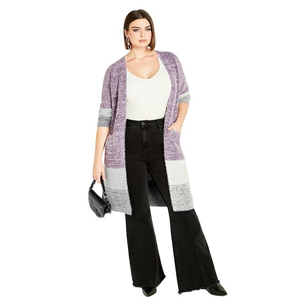

Женский кардиган plus size elise color block Avenue, Plum