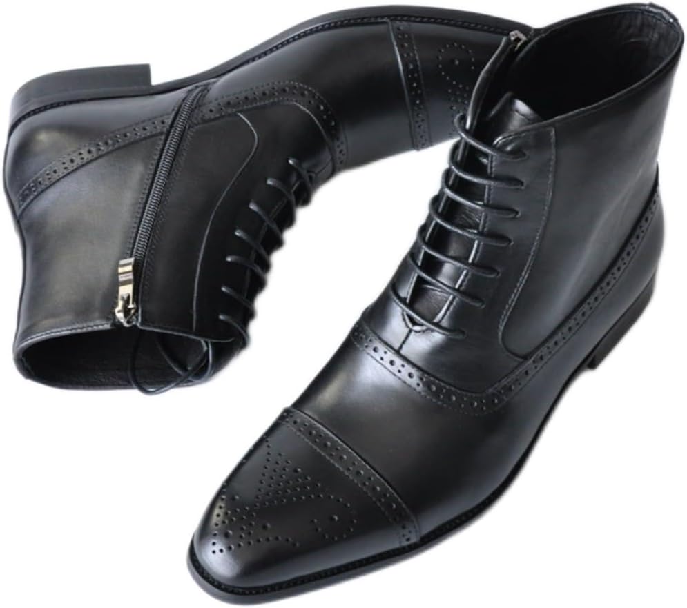 

Мужские ботинки Fenlogft Oxford Chelsea с круглым носком и шнуровкой - кожаные мотоциклетные, оксфорд, классические ботинки до щиколотки с молнией, черный