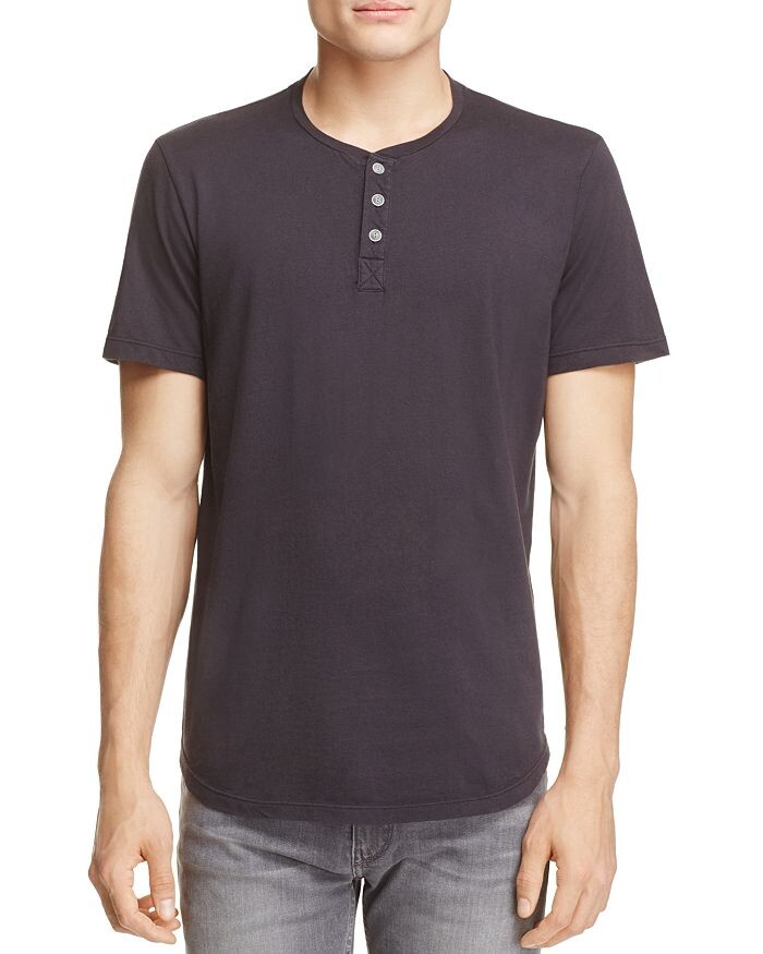 

Бархатная футболка Henley с фестончатым краем и краем Fulton Velvet by Graham & Spencer, серый